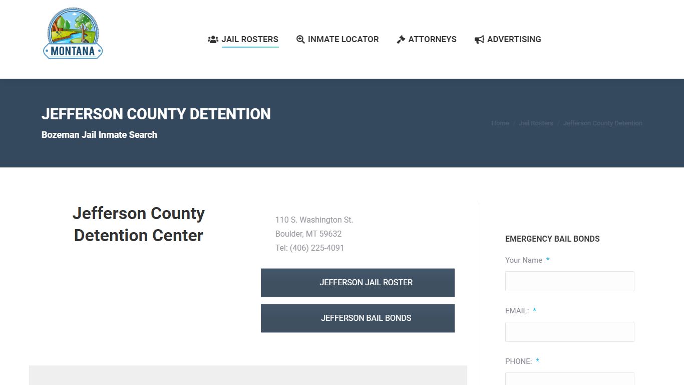 Jefferson County Jail Roster | Boulder MT Detention Center ...